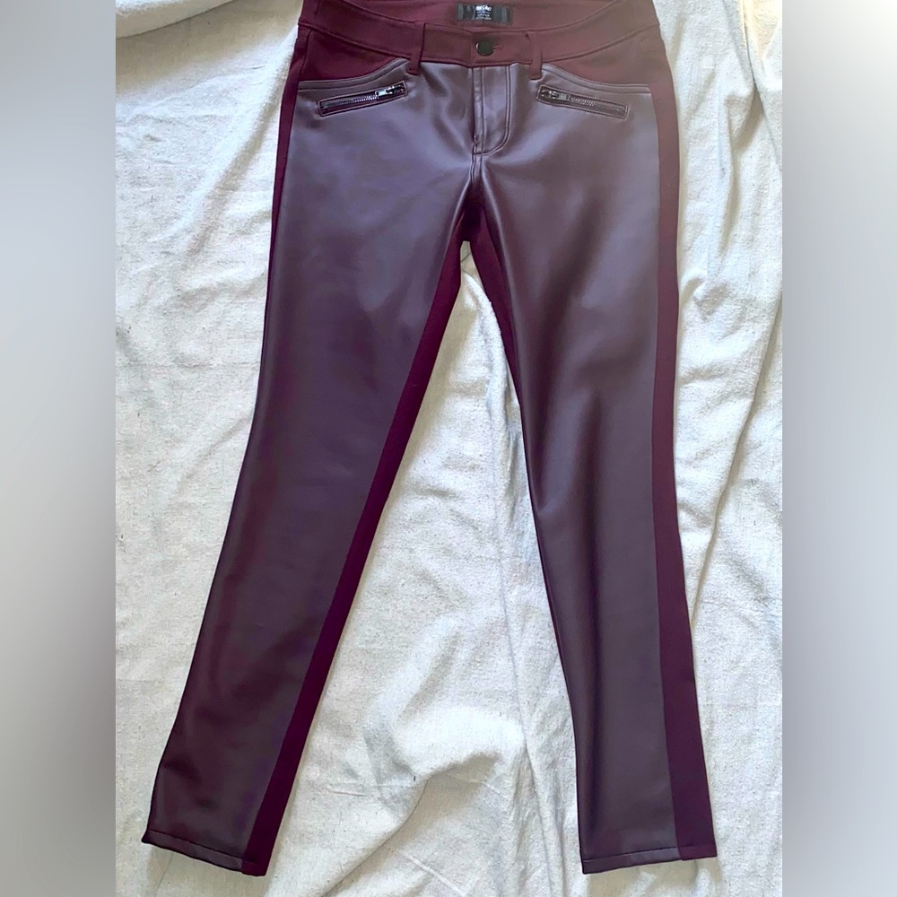 Mossimo size 2 faux leather front pants